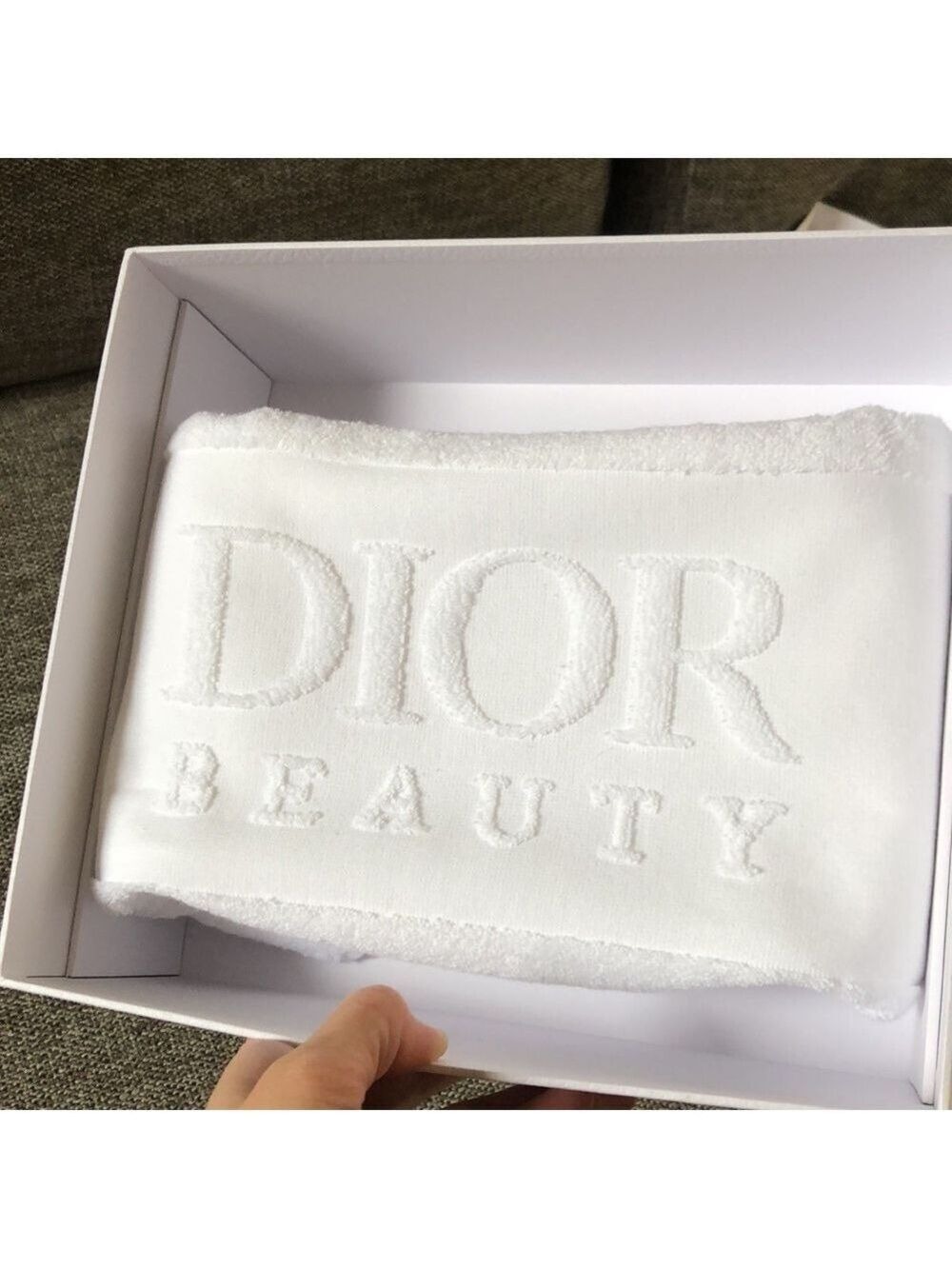 Dior Beauty Face Towel White Logo Cotton Authentic Gift Box